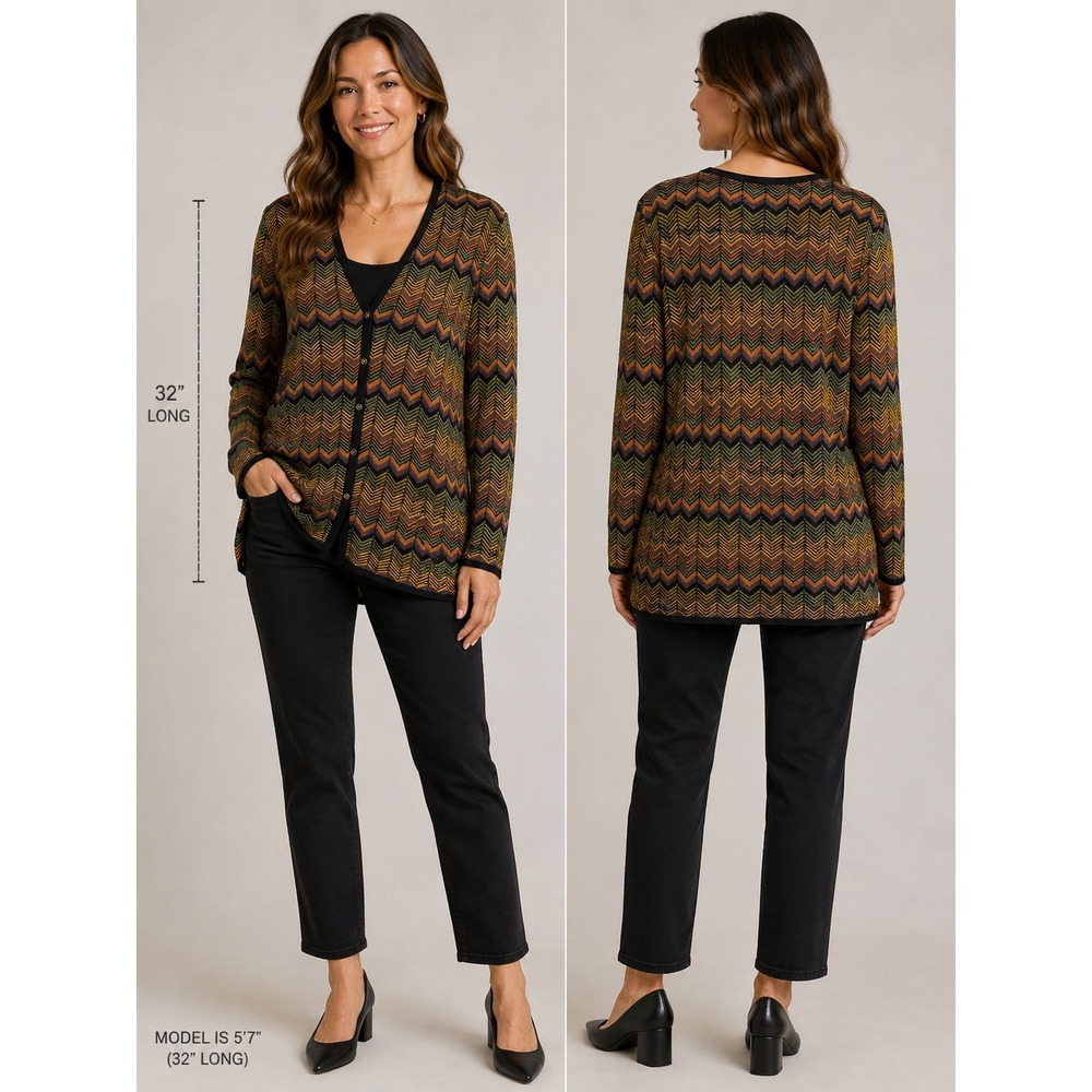 NWT Doncaster Collection Chevron Zig Zag Cardigan Sweater Small Knit $375 Retail